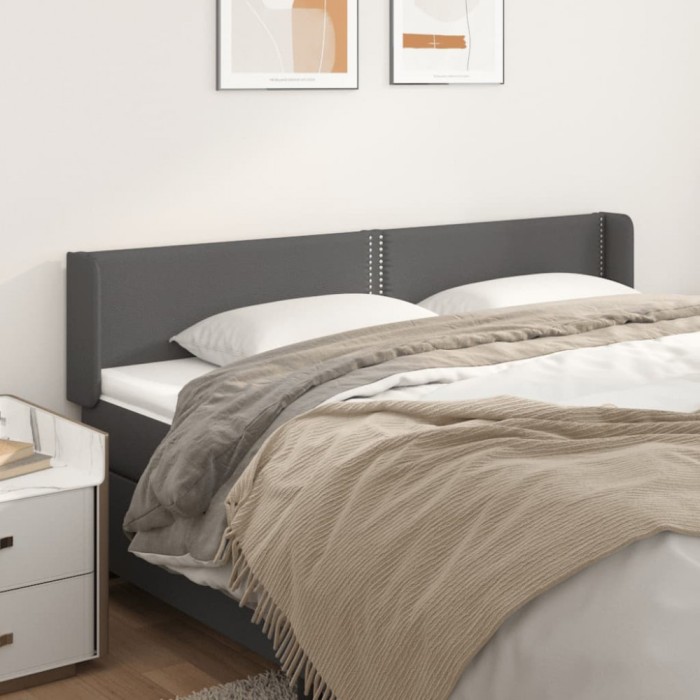 vidaXL Tăblie de pat cu aripioare gri 183x16x78/88 cm piele ecologică 3118734