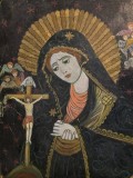 Icoana Veche Maica Domnului pe Lemn, 33/25 cm - Icoana Antica Placaj