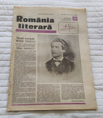 Ziarul ROM&amp;Acirc;NIA LITERARĂ (15 iunie 1989) Nr. 24 - Centenar Mihai Eminescu foto