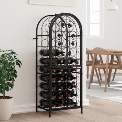 Suport sticle vin 41 de sticle, negru 45x36x120 cm fier forjat GartenMobel Dekor foto