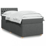VidaXL Pat box spring cu saltea, gri &icirc;nchis, 100x200 cm, textil 3286599