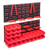 vidaXL Set cutii depozitare 103 piese cu panouri de perete, roșu&amp;negru