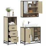 Gossi set mobilier de baie, 3 piese, stejar sonoma, lemn prelucrat