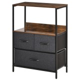 Comoda multifunctionala cu 3 Sertare Pliabile din material textil, Mobilier Sufragerie si Camera, 58x29x81.5cm, Gri &Icirc;nchis HOMCOM | Aosom Romania