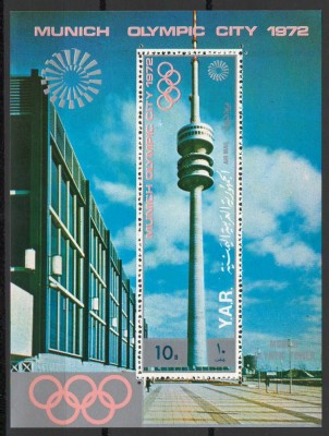 Yemen, Nord 1970 Mi 1239 bl 145 MNH - Cladirile orasului Olimpic M&amp;uuml;nchen (I) foto