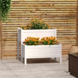 vidaXL Jardinieră, alb, 84,5x84x75 cm, lemn masiv de pin