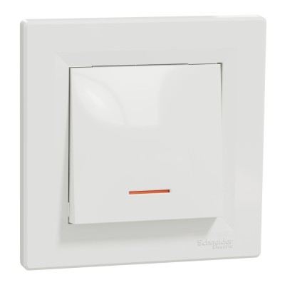 Intrerupator simplu cu led rosu Schneider Asfora alb EPH1400121 foto
