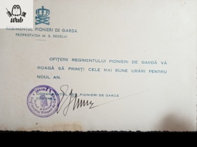 Felicitare de Anul Nou semnata de comandantul Regimentului pionieri de garda foto