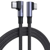 CABLU alimentare si date Ugreen, &quot;US335&quot;, Fast Charging pt. smartphone, USB Type-C la USB Type-C 100W/5A Complete Angled 90&Acirc;&deg;, braided, 2m, negru &quot;706