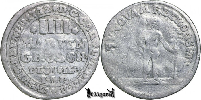 1772, 4 Mariengroschen - Carol I - Principatul Brunswick-Wolfenb&uuml;ttel