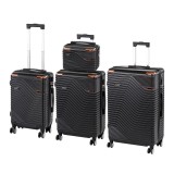Set Valize Rigide 4 Piese TraveLux Urban XXIV Negru ABS Trolere Cabina Medie Mare Trusa