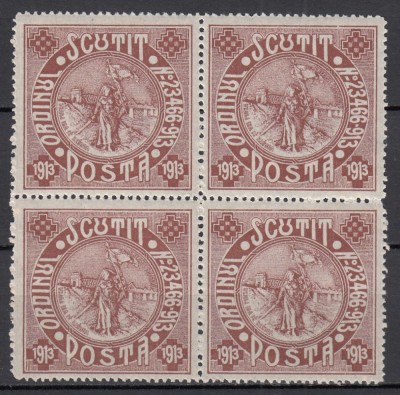 ROMANIA 1913 SILISTRA SCUTIT POSTA BLOC DE 4 TIMBRE MNH foto
