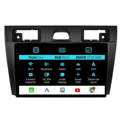 Navigatie Dedicata Ford Fiesta (2006-2011), 9Inch, 8Gb Ram, 256Gb Stocare, Carplay foto