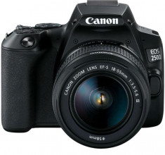 Camera foto canon dslr eos 250d + 18-55 dc iii kit black 24.1mp dual pixel foto