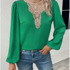 Bluza Dama Satin Decorat Verde