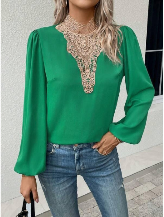 Bluza Dama Satin Decorat Verde