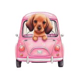 Sticker decorativ Catelus Dachshund, Roz, 62 cm, 3541ST