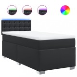Cumpara ieftin Pat continental cu saltea, negru, 80x200 cm, piele ecologica