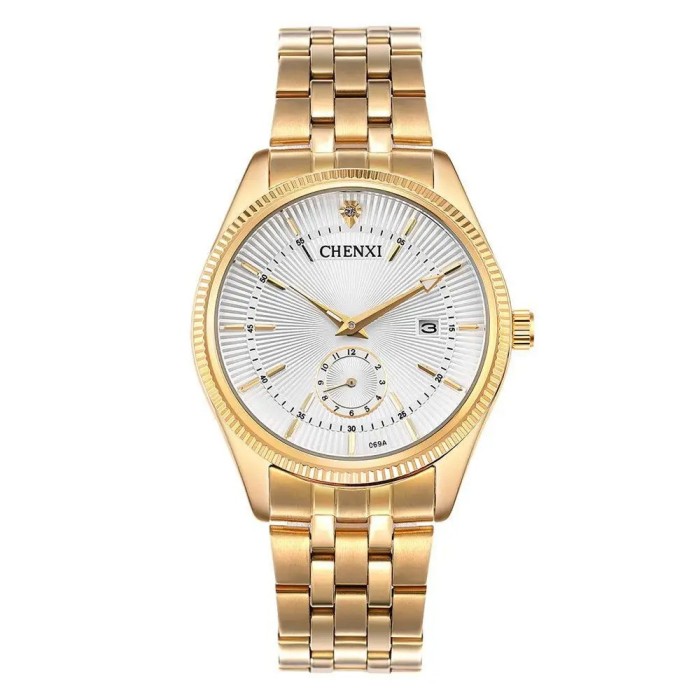 Ceas barbatesc Chenxi Casual Clasic Fashion Business Quartz Auriu