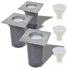 Gossi corpuri de iluminat led pentru sol 3 buc patrate