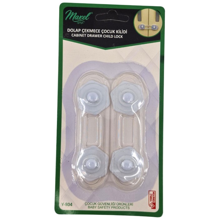 Sistem de blocare mobilier cu 2 agatatori, alb - transparent, Y804, 2 buc / set