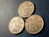 Lot 3 monede 25 ptas pesetas 1957 ( 64 , 68 , 70 ) [poze]. Discount conform descriere [10 - 20 %. Vezi descrierea.]., Europa