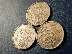 Lot 3 monede 25 ptas pesetas 1957 ( 64 , 68 , 70 ) [poze]. Discount conform descriere [10 - 20 %. Vezi descrierea.].