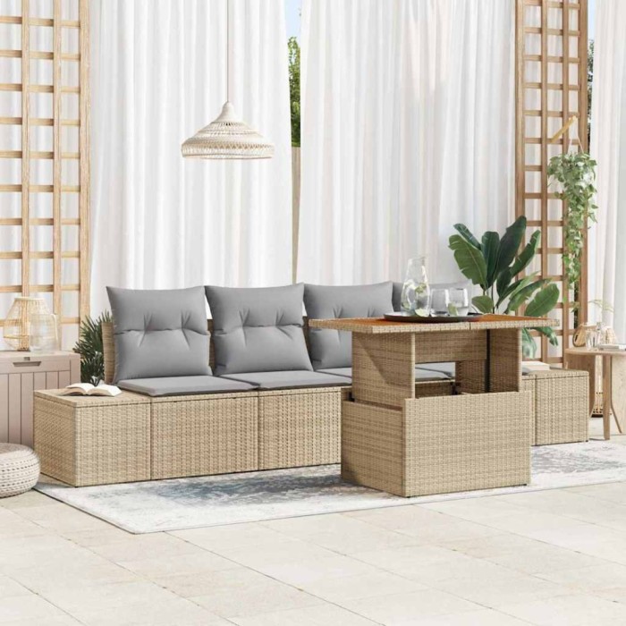 vidaXL Set de masă pentru grădină 5 pcs Bej și gri 100 x 55 x 73 cm