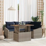 vidaXL Set de canapele pentru grădină cu pernă 5 pcs Gri poliratan 3358572