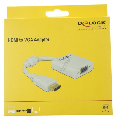 ADAPTER HDMI-A STECKER &amp;gt; VGA BUCHSE WEI&amp;szlig; 65346 DELOCK foto