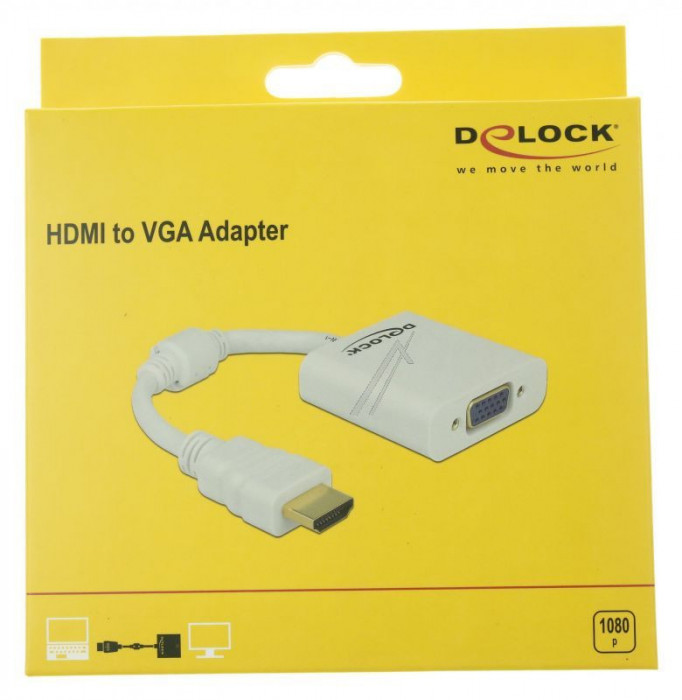 ADAPTER HDMI-A STECKER &gt; VGA BUCHSE WEI&szlig; 65346 DELOCK