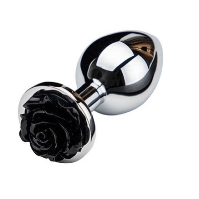 Dop Anal Rose Pleasure Small, Argintiu/Negru, Guilty Toys foto