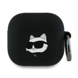 Husa pentru apple airpods 4 - karl lagerfeld silicone choupette head 3d - black