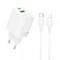 Incarcator Retea Cu Cablu Lightning Borofone BN27 Fuente, 20W, 3A, 1 x USB-A - 1 x USB-C, Alb
