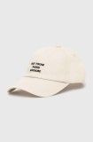 Dr&ocirc;le de Monsieur șapcă de baseball din bumbac La Casquette Slogan culoarea bej, cu imprimeu, PERM-CP151-CO138-MT