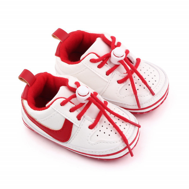 Adidasi albi cu rosu pentru baietei (Marime Disponibila: 9-12 luni (Marimea  20 | Okazii.ro