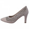 Pantofi perforati dama, din piele naturala, marca Deska, 33204-83-33, alb cu bej , marime: 39