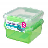 Cumpara ieftin Set 2 cutii depozitare alimente plastic Sistema Lunch Plus 1.2 L si Sandwich To Go 450 ml, Sistema Plastics