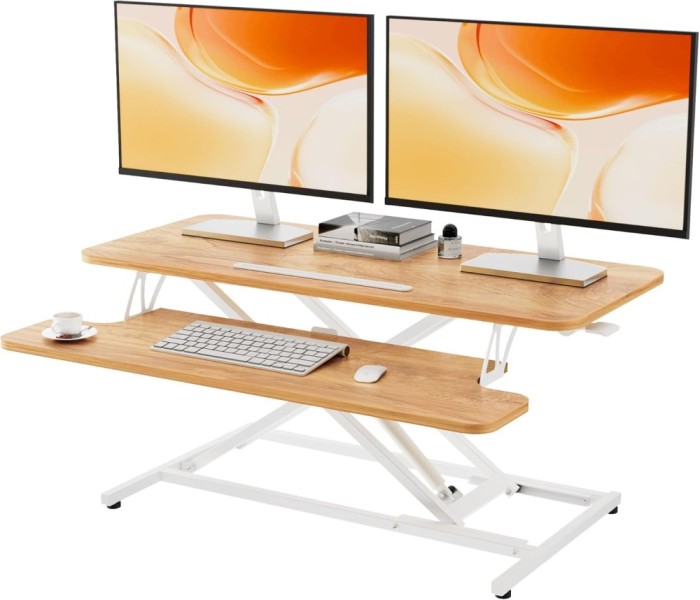 Masa ajustabila de birou Sit-Stand 40x91 cm, lucru in picioare sau sezut, inaltime reglabila 12-52 cm, suport smartphone, cadru forma X - CN