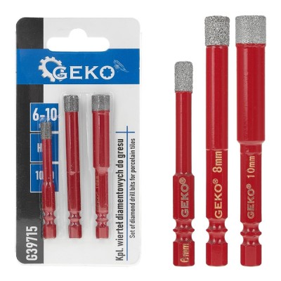 Set burghie diamantate pentru gresie HEX, 6-10 mm, 3 bucati, Geko G39715 foto