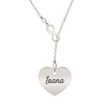 Infinity Love - Colier asimetric argint 925 cu infinit si inima personalizata, Bijubox