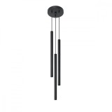 Lampă Suspendată Pastelo Negru Oțel 3 Becuri Tub Modern De Interior