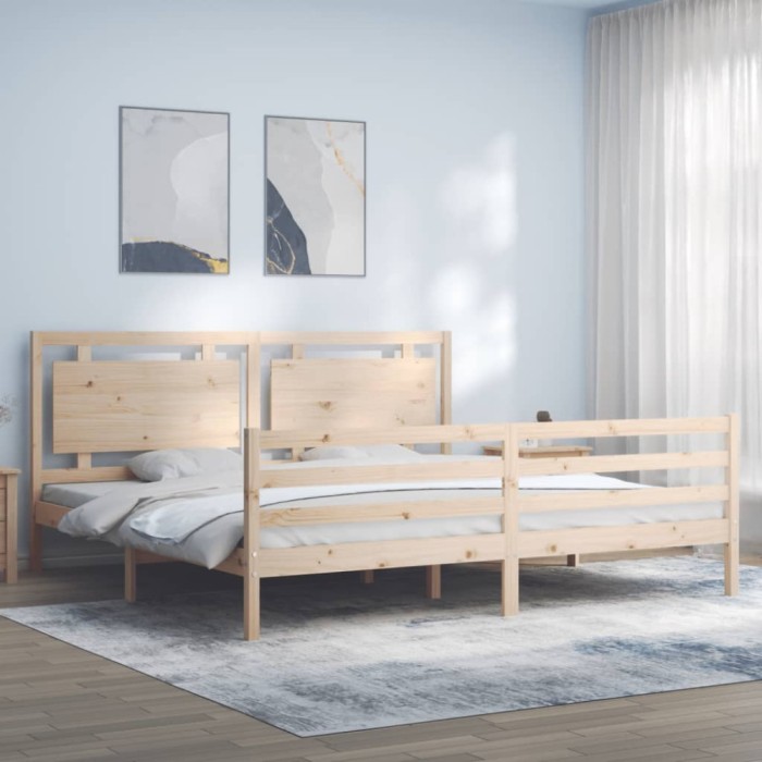 Gossi cadru pat cu tablie 200x200 cm, lemn masiv de pin