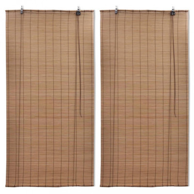 vidaXL Jaluzele din bambus tip rulou, 2 buc., maro, 80 x 160 cm foto