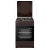 Aragaz Heinner HFSC-SME50BRW, 4 arzatoare, Gaz, 50cm, Dispozitiv de siguranta plita si cuptor, Maro