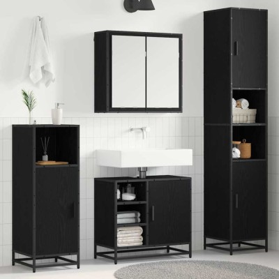 vidaXL Set de mobilier pentru baie 4 pcs Stejar negru 65 x 33 x 60 cm 3402476 foto