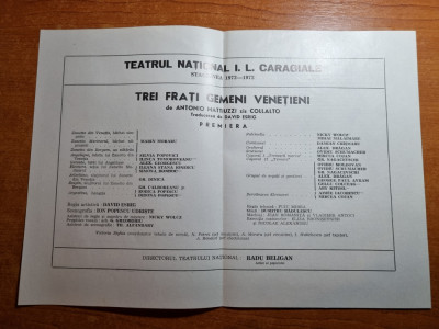 program teatrul national i.l.caragiale 1972-1973 - marin moraru,gheorghe dinica foto