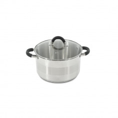 Oala din inox 6litri cu capac sticla, 24 cm,fund termic multistrat, Kinghoff