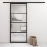 VidaXL Ușă glisantă, negru, 90x205 cm, aluminiu și sticlă ESG