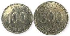 Coreea de Sud , lot 28 - 100 + 500 Won 2006